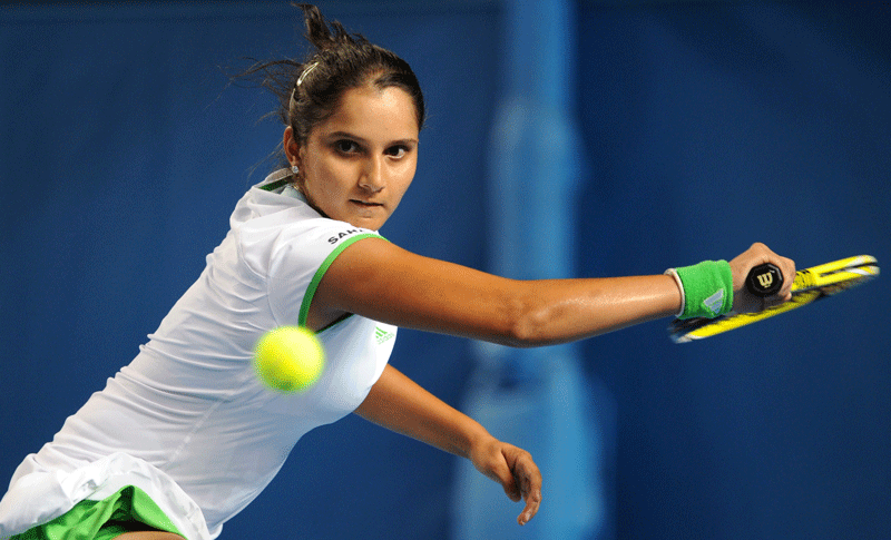 Sania Mirza of India produced a number of forehands winners during her women’s singles match against Justine Henin of Belgium on the first day of the Australian Open in Melbourne. (AFP)