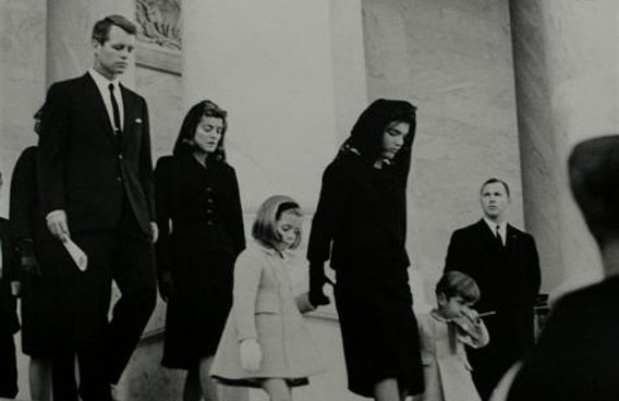 President John F. Kennedy's brother, Attorney General Robert F. Kennedy, his sister Patricia Lawford, his daughter Caroline Kennedy, his widow Jacqueline Bouvier Kennedy and his son John F. Kennedy Jr. depart the Capitol after accompanying the president's casket to the Capitol rotunda, November 24, 1963. (REUTERS)