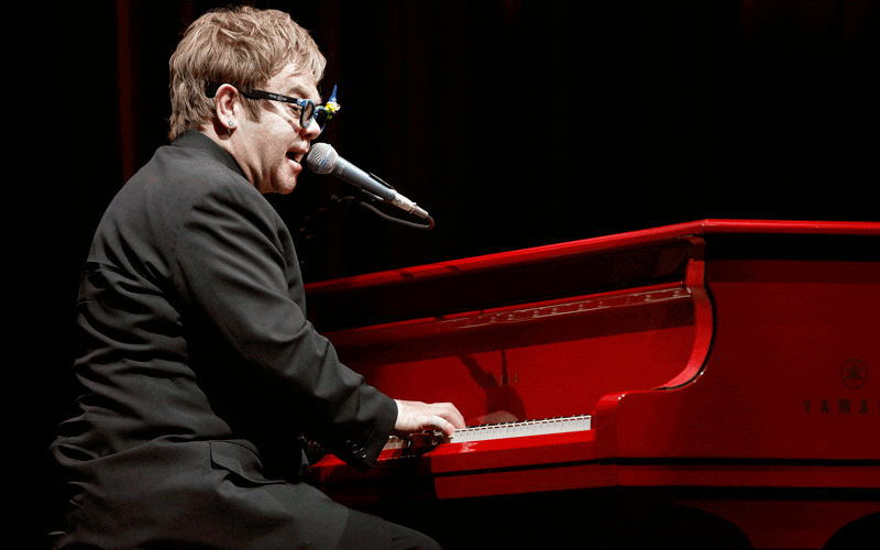 Musician Elton John performs at the premiere of "Gnomeo & Juliet" in Hollywood, California. (REUTERS)