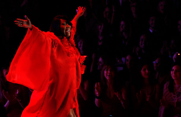 Singer Patti LaBelle presents a creation by Zang Toi during the Heart Truth's Red Dress Collection 2011 Fashion Show at New York Fashion Week. (REUTERS)