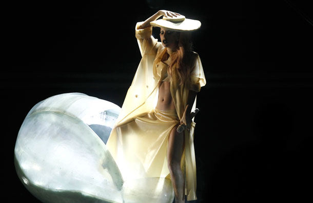 Lady Gaga performs at the 53rd annual Grammy Awards, in Los Angeles. (AP)
