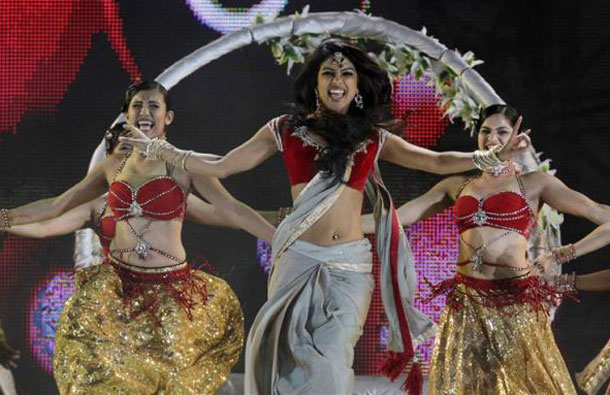 Bollywood actress Priyanka Chopra performs at a show after the Twenty20 cricket match between South Africa and India at Moses Mabhida Stadium in Durban, January 9, 2011. (REUTERS)