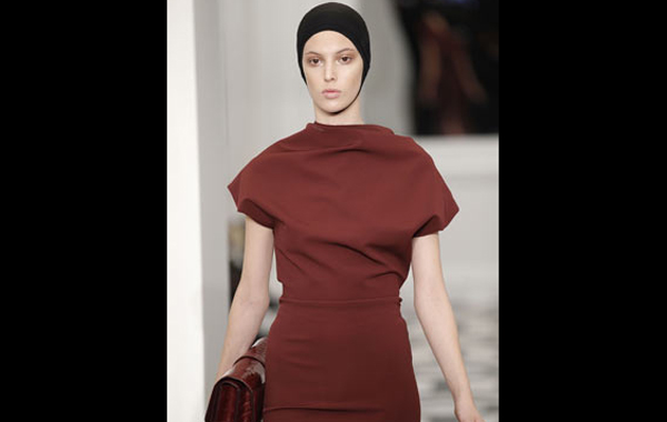 A model walks the runway during the Victoria Beckham Dresses Fall 2011 presentation during Mercedes-Benz Fashion Week at Private Studio on February 13, 2011 in New York City. (Getty Images)