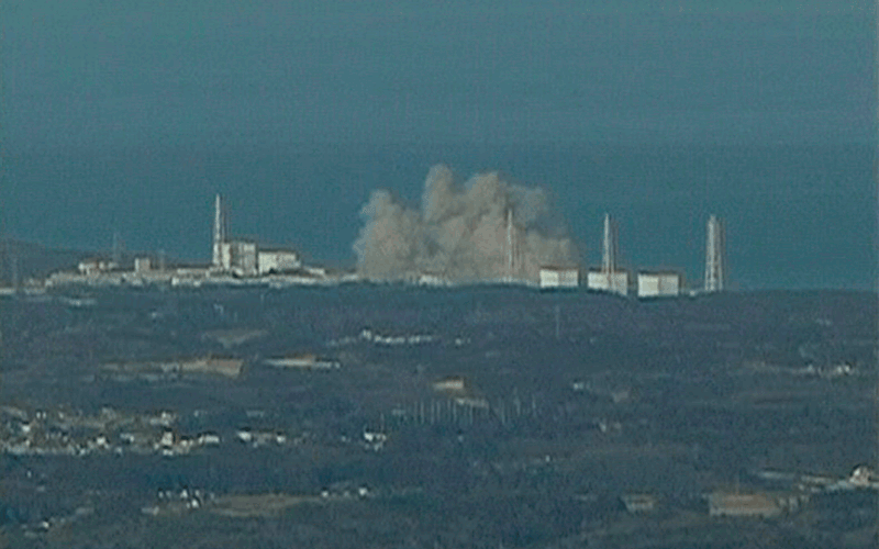 Smoke seen rising from Fukushima Daiichi power plant's Unit 1 in Okumamachi, Fukushima prefecture in this video image (AP)