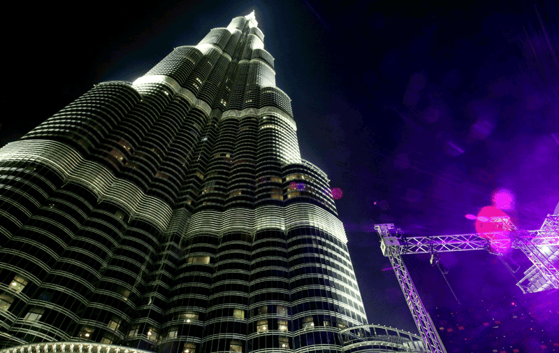The world's tallest tower Burj Khalifa is completely lit up at night in Dubai. (FILE)