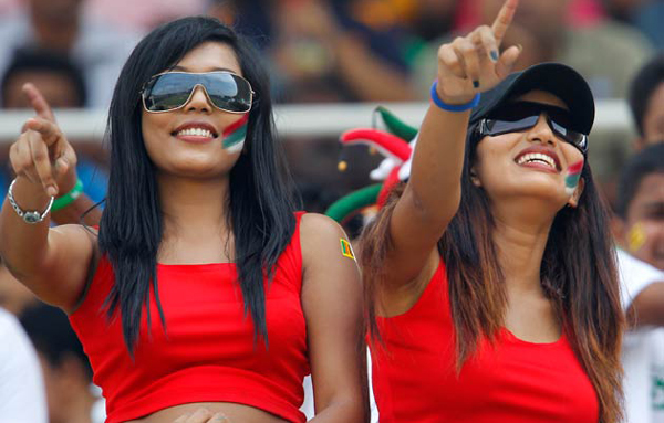 Sri Lanka cricket fans dance in the stands before their ICC Cricket World Cup Group B match against Pakistan in Colombo. (REUTERS)