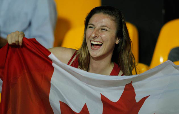 Canadan fan cheer for her team during the ICC Cricket World Cup match between Canada and Pakistan in Colombo, Sri Lanka.(AP)