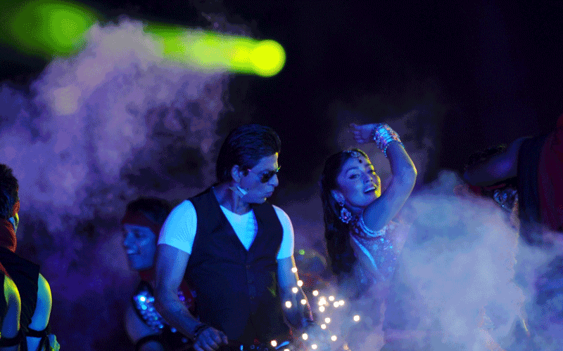 Shah Rukh Khan, owner of KKR, performs with dancers during the IPL opening ceremony (AFP)