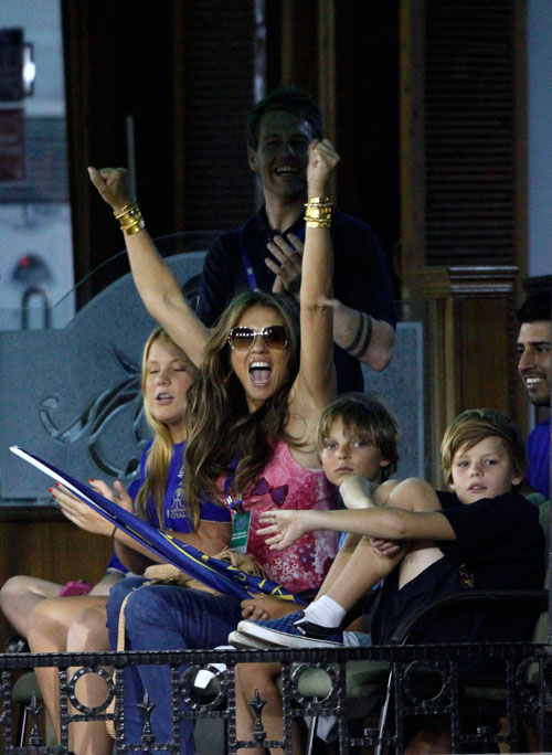 British actress and model Elizabeth Hurley during the match (AP)