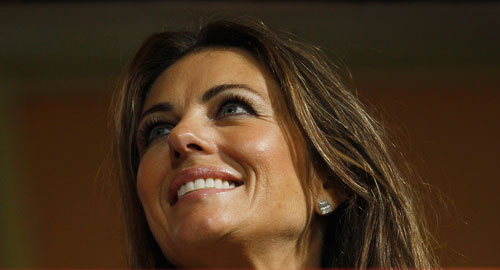 British actress and model Elizabeth Hurley during the match (AP)