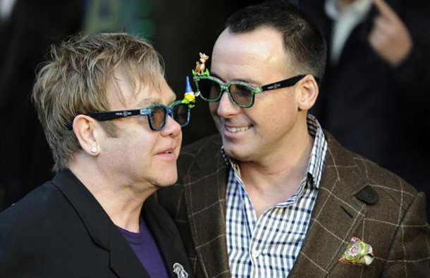 Elton John and David Furnish. (REUTERS)