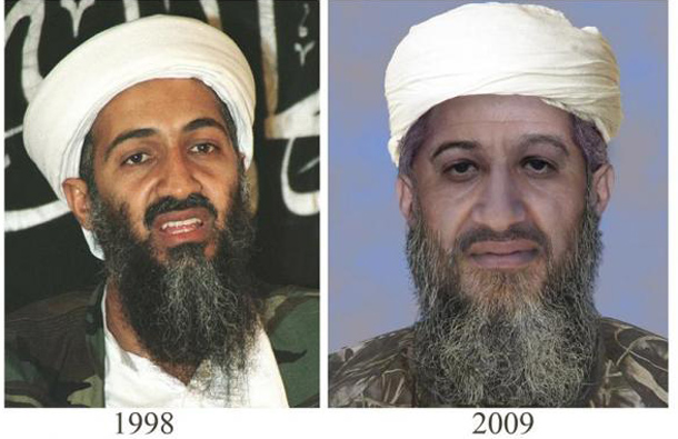 The U.S. Department of State and FBI have released this "age progressed" photograph of Osama Bin Laden (Usama bin Ladin) as a part of newly enhanced photos of terrorist suspects on their most wanted lists in Washington, January 15, 2010. (REUTERS)