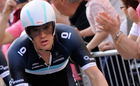 Leopard-Trek cyclist Wouter Weylandt of Belgium rides during the 19.3-km team time trial, the first stage of the Giro d'Italia cycling race, in Turin in this May 7, 2011 file photo. Cycling world was in a state of shock Monday after Wouter Weylandt died following a crash during the third stage of the Giro d'Italia. (REUTERS)