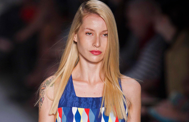 A model wears a creation by Totem during the Fashion Rio Summer 2012 collection in Rio de Janeiro, Brazil. (AP)