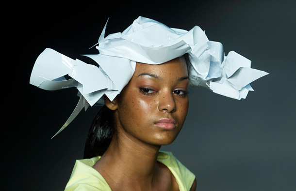 A model wears a creation by Oestudio during the Fashion Rio Summer 2012 collection in Rio de Janeiro, Brazil. (AP)