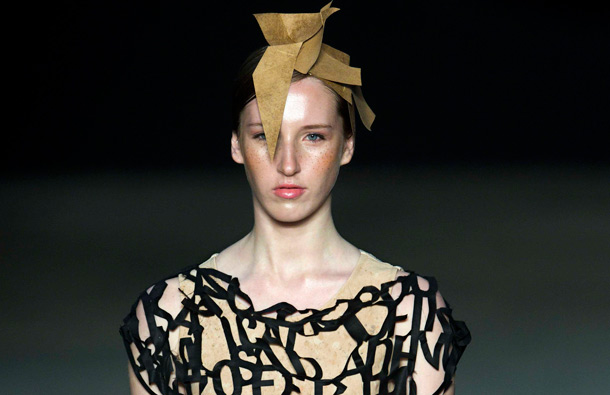A model wears a creation by Oestudio during the Fashion Rio Summer 2012 collection in Rio de Janeiro, Brazil. (AP)