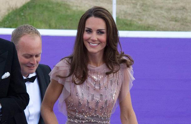 The Duchess of Cambridge attends the 10th Annual Absolute Return for Kids (ARK) Gala Dinner on behalf of the Foundation of Prince William and Prince Harry, at Perks Field, Kensington Palace, in London, on June 9, 2011. (AFP)