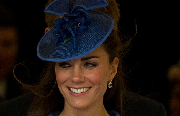 The Duchess of Cambridge leaves with other members of the royal family after a Church Service to mark Prince Philip's 90th birthday in Windsor, west of London, on June 12, 2011. (AFP)