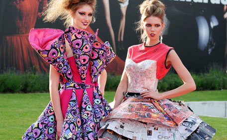 Two models arriving at the Scottish Fashion Awards 2011 on June 15, 2011 in Glasgow, Scotland. (GETTY)