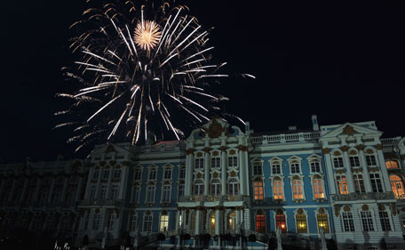 A general view of fireworks at the Montblanc New Voices Award 2011 - Montblanc at Mariinsky Ball at Catherine Palace on June 18, 2011 in Pushkin, Russia. (GETTY)