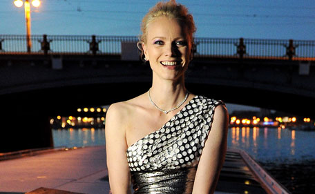 Model Franziska Knuppe travels by boat on the Neva River during the Montblanc New Voices Award  2011 - Montblanc White Nights Gala Dinner on June 16, 2011 in Saint Petersburg, Russia. (GETTY)