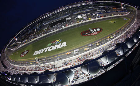 Cars race along the front stretch during the NASCAR Sprint Cup Series Coke ZERO 400 Powered by Coca-Cola at Daytona International Speedway on July 2, 2011 in Daytona Beach, Florida. (AFP)