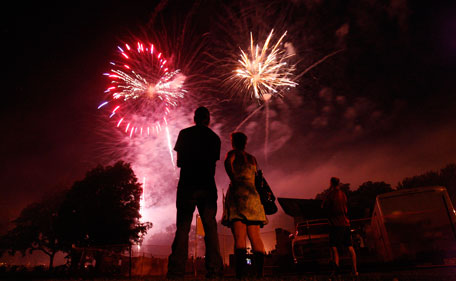 People gather to watch the Independence Day fireworks display in Independence, Iowa July 4, 2011.  (REUTERS)