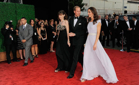 Prince William and Kate, the Duke and Duchess of Cambridge, arrive at the inaugural BAFTA Brits to Watch 2011 event at the Belasco Theater in Los Angeles, Saturday, July 9, 2011. (AP)