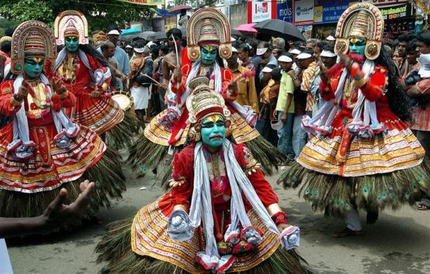 Folk dancers perform during festivities marking the start of the annual harvest festival Onam in Kochi. (REUTERS)
