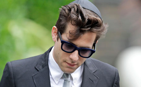 British musician Mark Ronson, leaves Golders Green Crematorium after attending the funeral of Amy Winehouse in north London, Tuesday, July 26, 2011 . The soul diva, who had battled alcohol and drug addiction, was found dead Saturday at her London home. She was 27. Ronson produced her multi-award winning album "Back to Black". (AP)