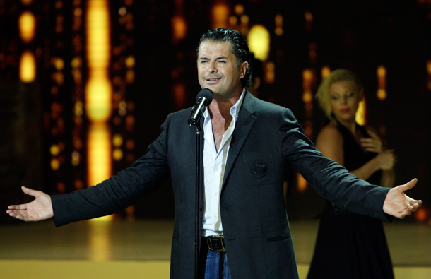 Lebanese pop star, Ragheb Alameh performs during the beauty pageant of Miss Lebanon 2011 contest, in Beirut, Lebanon. (AP)