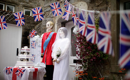 Scarecrows dressed as Prince William, Duke of Cambridge and Catherine, Duchess of Cambridge stand as part of the annual scarecrow festival on August 13, 2011 in Kettlewell, England. During the two week festival the rural Yorkshire Dales village comes to life with both traditional scarecrows and more modern takes, including parodies of current affairs and celebrities. (GETTY)