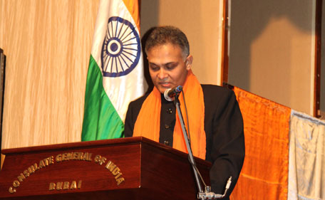 Sanjay Verma, the Indian Consul General in Dubai, speaking on the occasion of Indian Independence Day at the Indian Consulate, Dubai. (IMAGE COURTESY Emirates 24|7 reader: NIKHIL KHANNA)