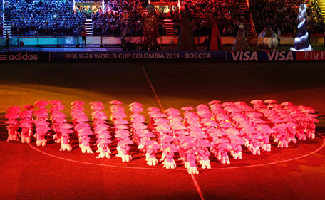 Dancers perform during the closing ceremony of U-20 World Cup prior to the final between Brazil and Portugal in Bogota in Bogota, Colombia, Saturday, Aug 20, 2011. (AP)
