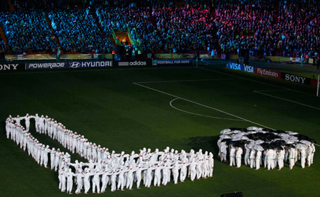 Dancers perform at the closing ceremony of the U-20 World Cup soccer tournament in Bogota, Colombia, Saturday Aug 20, 2011. (AP)