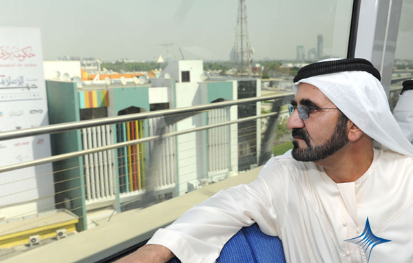 Sheikh Mohammed riding the Metro. (SUPPLIED)