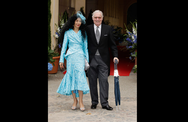 Prince Franz Friedrich von Preussen and wife Princess Susann von Preussen attend the religious wedding ceremony of Georg Friedrich Ferdinand Prince of Prussia to Princess Sophie of Prussia in the Friedenskirche Potsdam on August 27, 2011 in Potsdam, Germany. (GETTY/GALLO)