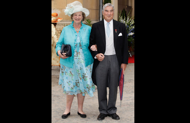 Alois Konstantin F&Atilde;trst zu Loewenstein-Wertheim-Rosenberg and  Anastasia von Preussen attend the religious wedding ceremony of Georg Friedrich Ferdinand Prince of Prussia to Princess Sophie of Prussia in the Friedenskirche Potsdam on August 27, 2011 in Potsdam, Germany. (GETTY/GALLO)