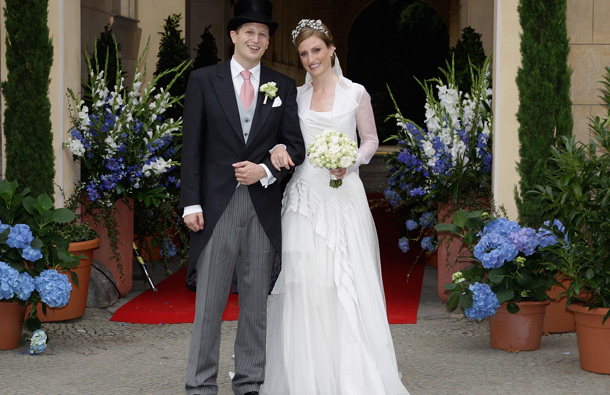 Georg Friedrich Ferdinand Prince of Prussia and Princess Sophie of Prussia leave their religious wedding ceremony in the Friedenskirche Potsdam on August 27, 2011 in Potsdam, Germany. (GETTY/GALLO)