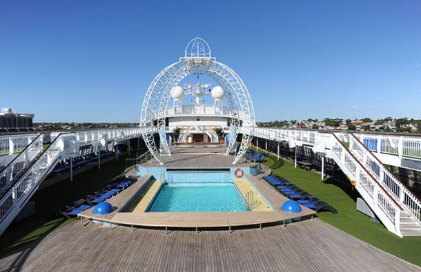 Having launched in December 2009, Pacific Jewel offers two unique cruise experiences: a high-wire circus and trapeze arena on the top deck, and P&O's first ever celebrity chef restaurant, Salt Grill, by Luke Mangan. (REUTERS)