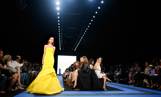 A model presents a creation at the Monique Lhuiller Spring/Summer 2012 collection during New York Fashion Week September 10, 2011. (REUTERS)