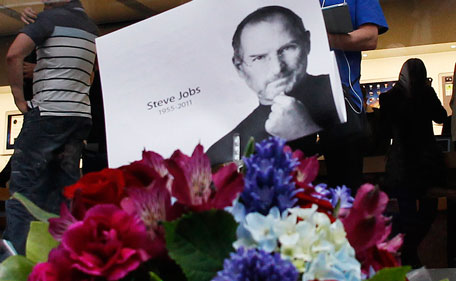 Flowers in memory of Apple co-founder Steve Jobs are seen outside an Apple Store in Central Sydney October 6, 2011. Apple Inc co-founder and former CEO Jobs, counted among the greatest American CEOs of his generation, died on October 5, 2011 at the age of 56, after a years-long and highly public battle with cancer and other health issues. (REUTERS)