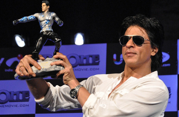 Shah Rukh Khan announces the official upcoming cross-platform video game based on his movie ‘Ra.One’ in Mumbai. (AFP)