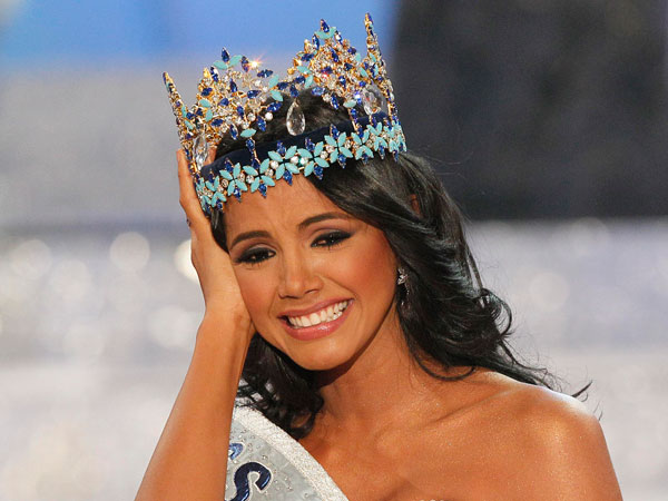 Miss Venezuela Ivian Sarcos reacts as she is crowned winner at the Miss World competition held at Earls Court in London, Sunday, Nov. 6, 2011. (AP)