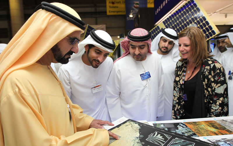 Sheikh Mohammed inaugurates the Dubai International Airshow 2011 at the Dubai Airport Expo Centre.