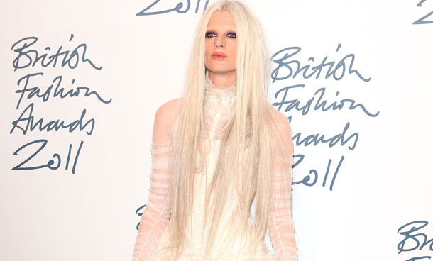 Kristin McMenamy arrives at the British Fashion Awards at The Savoy Hotel on November 28, 2011 in London, England. (GETTY)
