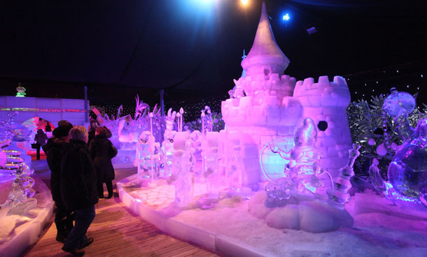 Ice sculptures based on the characters by Walt Disney are shown at the Snow and Ice Sculpture Festival on December 15, 2011 in Brugge, Belgium. (GETTY)