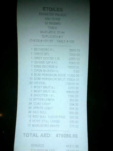 Cavalli club dubai table prices