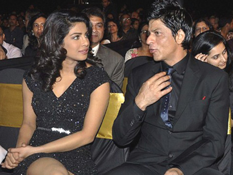 Shah Rukh Khan and Priyanka Chopra at an event. (AFP)