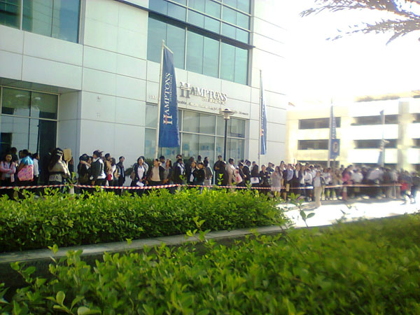 A long queue of job seekers in front of Emaar headquarter on Friday morning